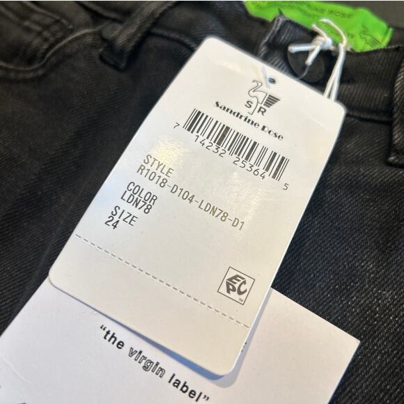 NWT Free People x Sandrine Rose Distressed Jeans, Black, Women's Size 24 - Picture 4 of 8